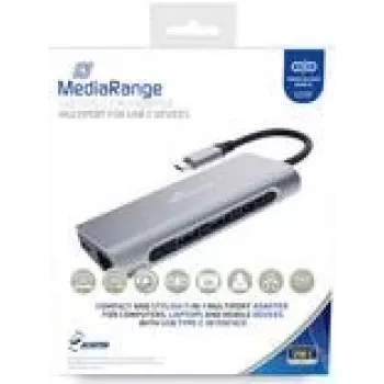 MEDIARANGE MRCS510 - USB 3.2 Gen 1 Type-C/USB-A karte lasītājs, 4K HDMI, SD/SDHC/SDXC, 5000 Mb/s, Sudrabs