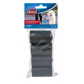 Suņu atkritumu maisiņi Trixie Poop Bags 2332, plastmasa, melni, 4 ruļļi × 20 gab. (80 maisiņi)