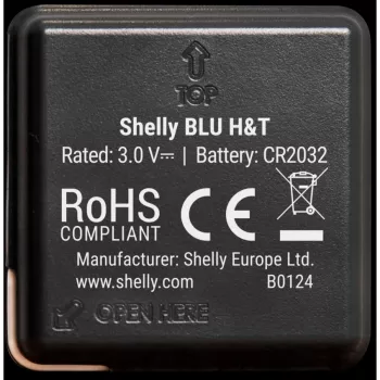 Shelly BLU H&T Temperatūras un mitruma sensors (Melns)
