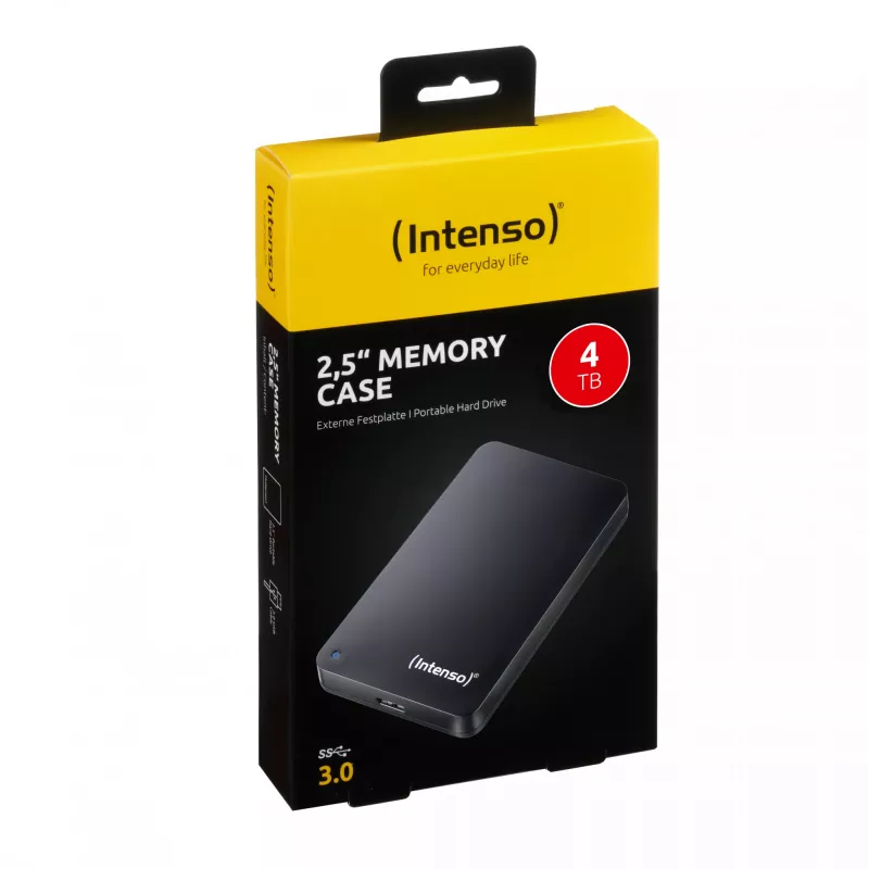 Intenso 4TB Memory Case ārējais cietais disks, 2.5 collas, USB 3.0, Melns