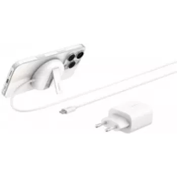 Magnētiskais bezvadu lādētājs Belkin WIA011KQWH Qi2 15W salokāms ar 20W barošanas adapteri Balts