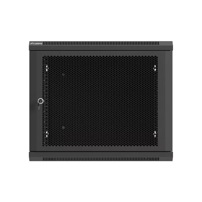 Sienas stiprinājuma 19 inch skapis 9U 600x600 mm melns ar perforētām durvīm