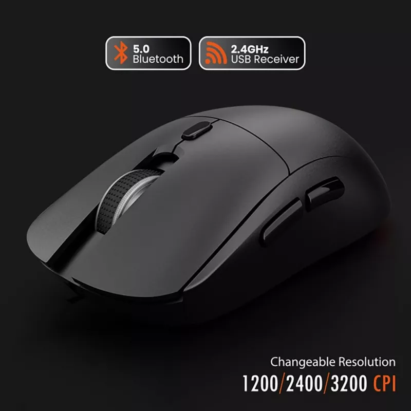 Bezvadu pele MEDIA-TECH MT1124 BT/RF Silent & Recharge — ambidekstrāla, 3200 DPI, Bluetooth + 2,4 GHz USB, 6 pogas, uzlādējama