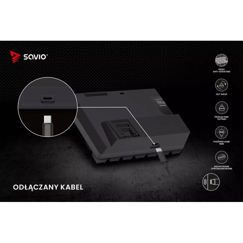 Mehāniskā spēļu tastatūra SAVIO BLACKOUT X2 BRŪNA 61 taustiņš 60% USB QWERTY RGB Outemu Brown
