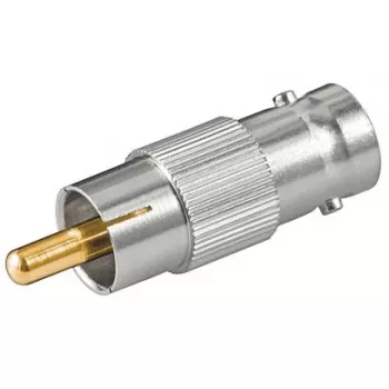 Mikroshēmas pārveidotājs Microconnect BNCRCAADAPTOR, RCA vīrišķais uz BNC sievišķo, sudraba krāsa