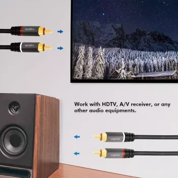 LogiLink CA1207 Audio kabelis 5 m 2 x RCA Melns (CA1207)
