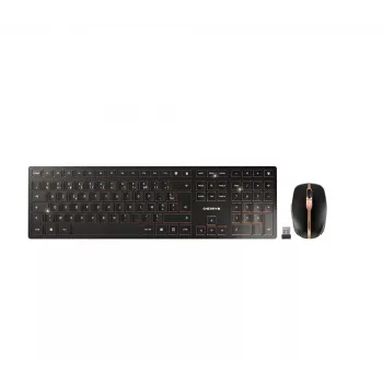 CHERRY DW 9100 SLIM bezvadu tastatūra un pele, RF Wireless + Bluetooth, AZERTY, melna