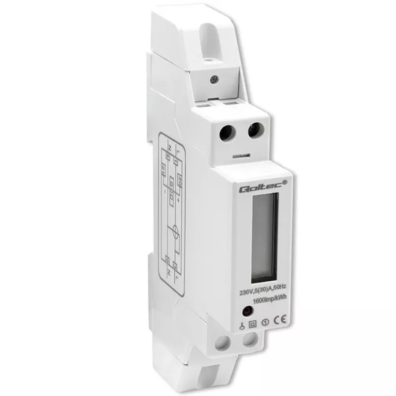 Vienfāzes elektroniskais elektrības skaitītājs QOLTEC 50993 230V 30A