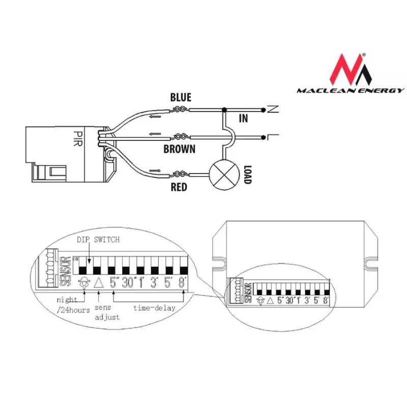 Kustības detektors PIR sensors Maclean MCE32