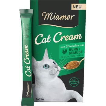 Miamor Cat Cream Chicken with Vegetables slapjais kaķu gardums pastā, tūbiņas 5×15 g, bezglutēna, bezcukura