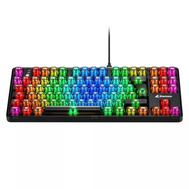 Mehāniskā spēļu tastatūra Sharkoon Crystal Shark Black DE ar RGB apgaismojumu