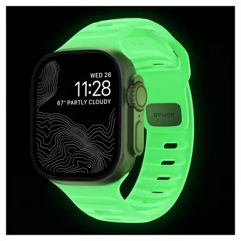 Nomad Sport Band Light Green Rubber — platums 21.5 mm, plaukstas locītava 160–195 mm