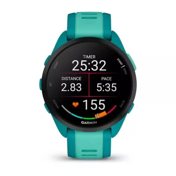 Viedpulkstenis GARMIN Forerunner 165 Music — 43 mm polimēra korpuss, 1,2 collu AMOLED, 4 GB, GPS/GLONASS/Galileo, 5 ATM