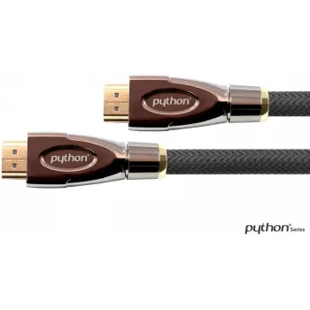Anschlusskabel High-Speed-HDMI® mit Ethernet 4K2K / UHD, AKTIV (Redmere Chipsatz), vergoldete Kontakte, OFC, Nylongeflecht schwarz, 15 m, PYTHON® Seri