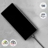 USB-C kabelis Tellur TLL155791, 1 m, 3A, Melns