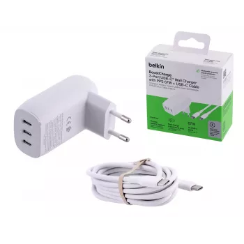 Belkin BoostCharge universālais ātrās uzlādes lādētājs klēpjdatoriem un viedtālruņiem, balts, iekštelpām