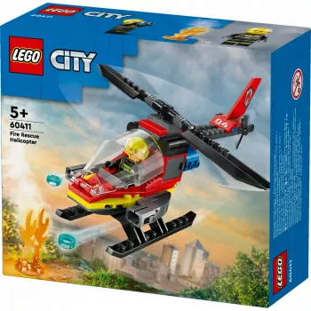 LEGO City Ugunsdzēsēju helikopters 60411 konstruktors, 85 detaļas, rotējoši rotori, 1 minifigūra, vecums 5+ (220×90×60 mm)