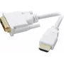 SpeaKa Professional DVI / HDMI adapterkabelis DVI-D 18+1 kontaktu spraudnis, HDMI-A spraudnis 2,00 m balts SP-7870336 ar apzeltītiem kontaktiem