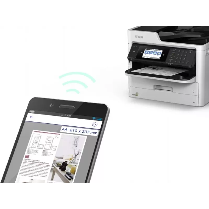 Epson WorkForce Pro WF-M5799DWF Printeris Melnbalts Daudzfunkciju A4, Skaitītājs No 100k Līdz 180k (Lietots)