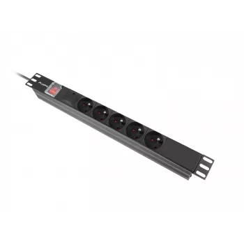 Lanberg PDU-05E-0200-IEC-BK strāvas sadales bloks 5 AC kontaktligzdas 1U Melns