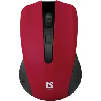 Bezvadu optiskā pele DEFENDER MM-935 RF — abpusēja, 1600 DPI, sarkana, RF USB uztvērējs, AAA baterijas