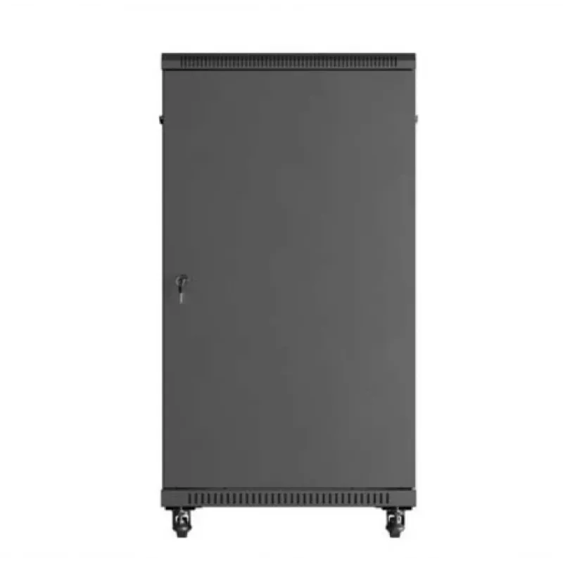 Rack skapis LANBERG FF01-6222-12B 22U 600x1200 mm melns ar stikla priekšējām un aizmugurējām durvīm