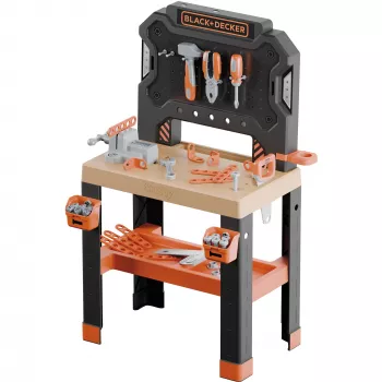 Bērnu rotaļu darbagalds SMOBY Black & Decker Model 2025 ar instrumentiem un aksesuāriem