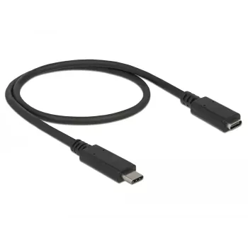 USB pagarinātājkabelis DeLOCK 85532 USB 3.2 Gen 1 0,5m USB C Melns