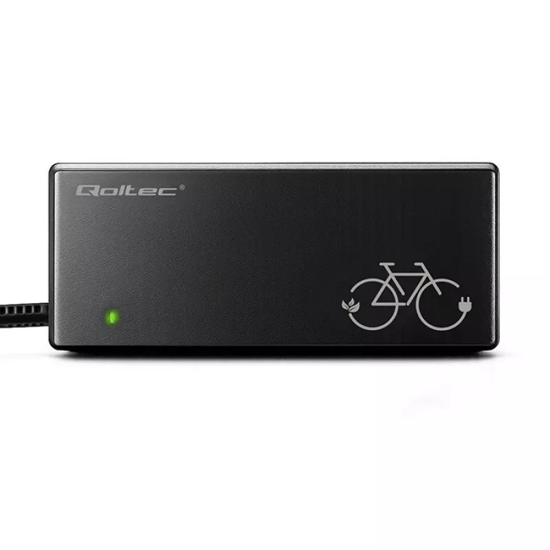 E-velosipēda lādētājs QOLTEC 36V–42V 2A ar GX12 3-pin savienotāju