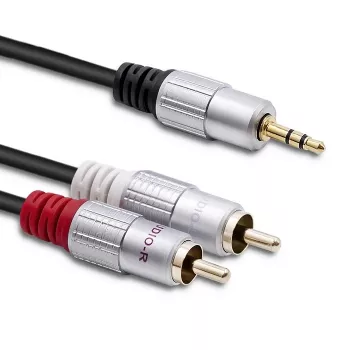 Audio kabelis Qoltec 52340 2m 2xRCA 3,5mm Melns