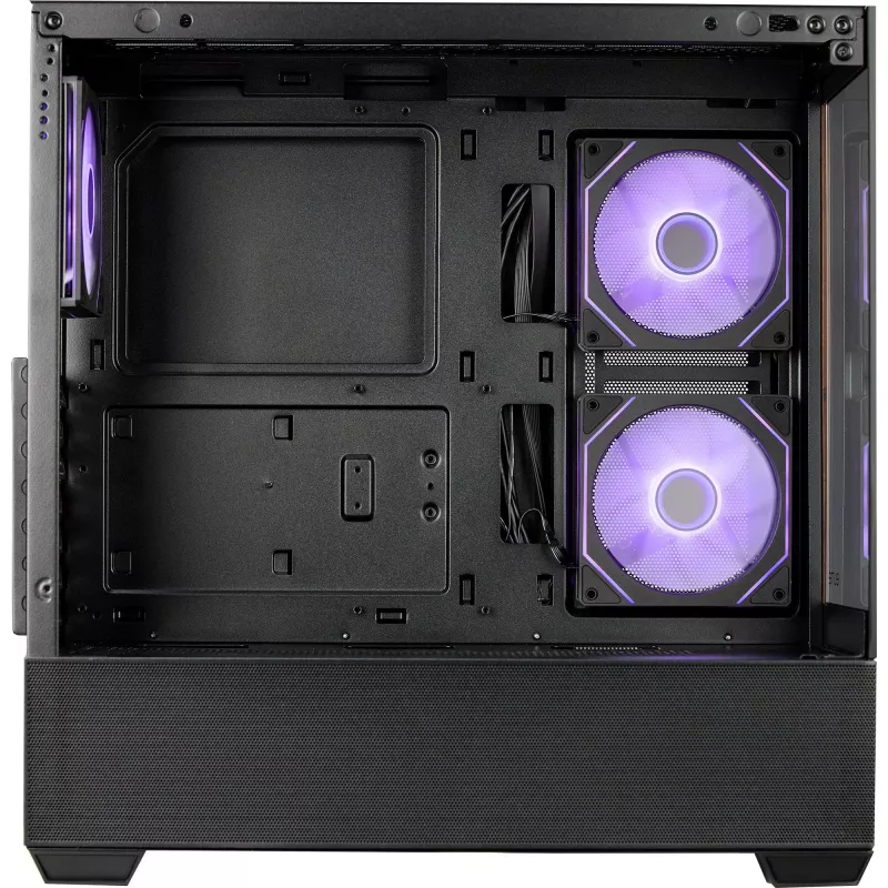 Cooler Master Elite 690 korpuss, Midi-Tower, ATX, rūdīts stikls - 4x ARGB ventilators, koks, melns