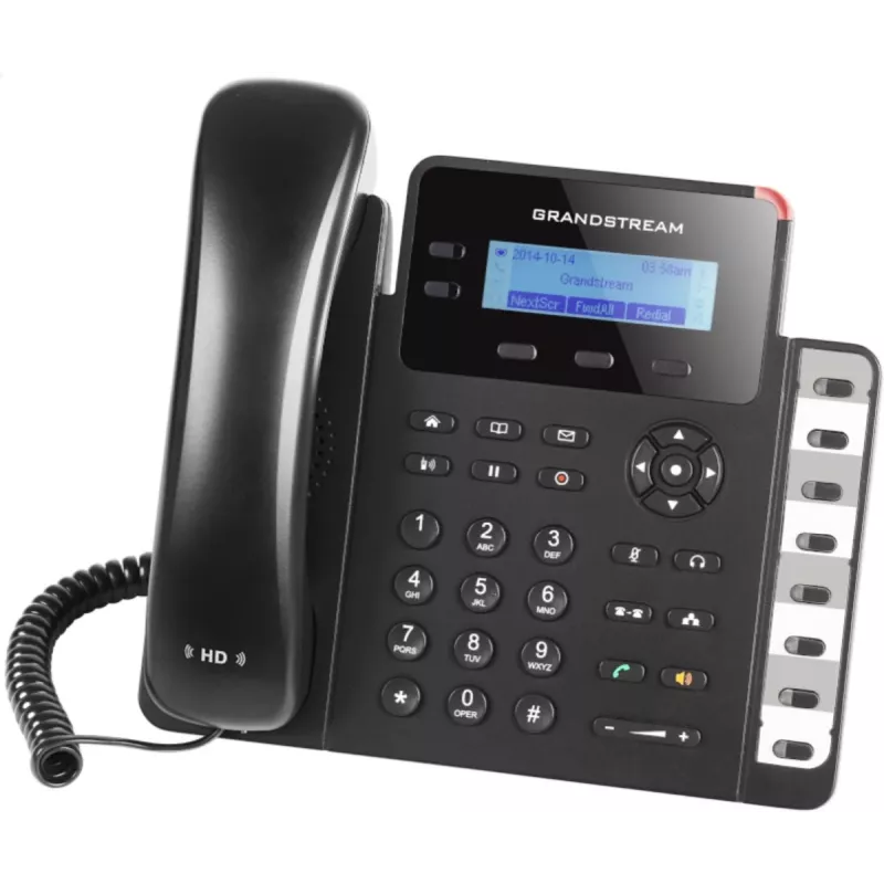 DECT telefons Grandstream GXP1628 — galda/sienas telefons, LCD 132x48 px, skaļrunis, 500 kontakti, RJ‑9 austiņas