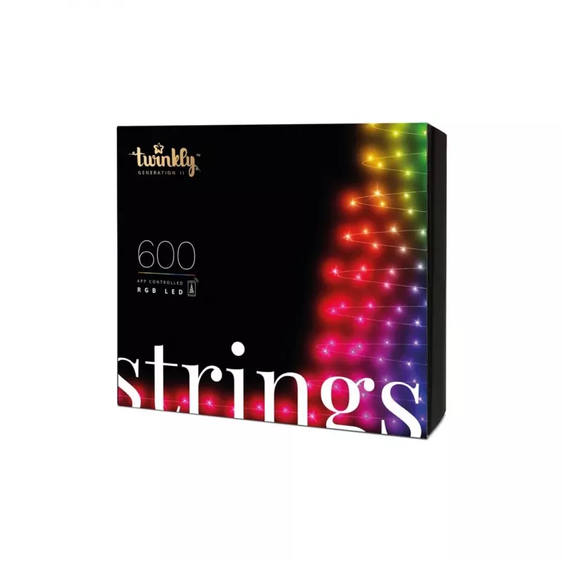 TWINKLY Strings 600 (TWS600STP-BEU) viedās Ziemassvētku eglīšu gaismiņas 600 LED RGB 48 m