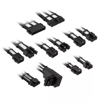 Kabeļa pagarinājuma komplekts Kolink Core Pro COREPRO-EK-12VT1-BWH — 12V mātesplate GPU 2x6-pin, Jet Black/White