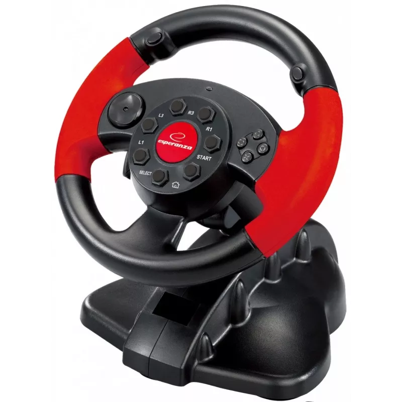 Stūre ESPERANZA EG103 spēļu kontrolieris — PC/PS2/PS3, 13 pogas, vibrācija, akselerometrs, melns/sarkans