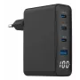 Gembird TA-UC-PDQC100LCD-01-BK lādētājs mobilajām ierīcēm, 100 W, GaN, 4 porti, LCD displejs, melns