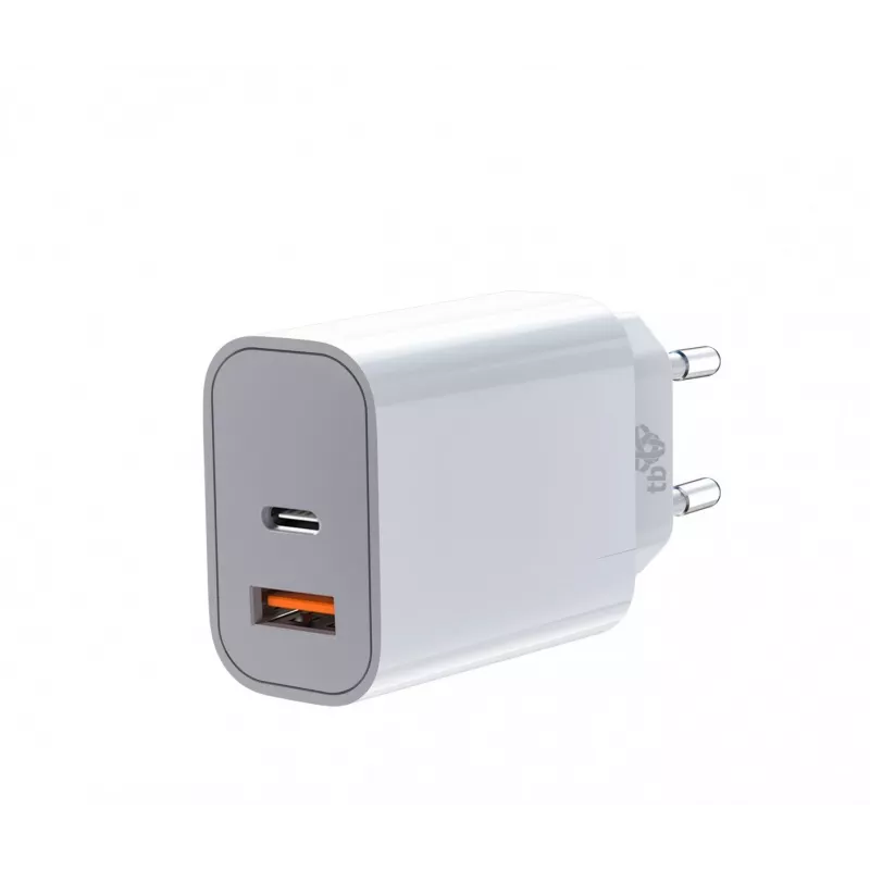 Universāls lādētājs 2x3A USB-C + USB-A Power Delivery balts