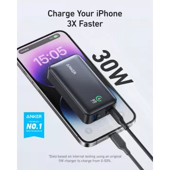 Anker PowerCore 533 - Powerbank - 10000 mAh - 30 W - 3 A (USB-C) - Melns (A1256G12)