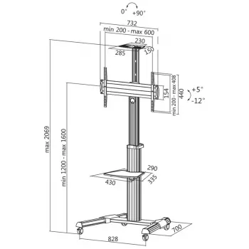 LogiLink BP0025 Multivides statīvs/ratiņi baltiem plakanajiem paneļiem