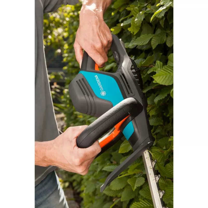 Gardena elektriskais dzīvžoga šķēres ComfortCut 550/50, 50 cm, dubultā asmens, 2,7 cm, oranžs, melns, zils, 2,6 m/s², 84 dB