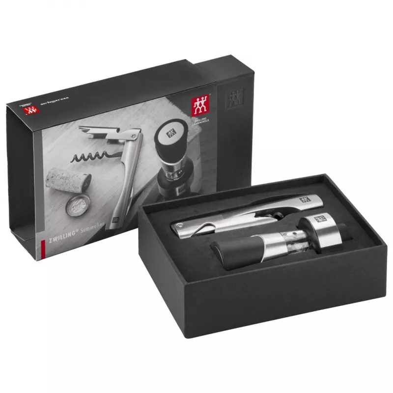 ZWILLING Sommelier vīna instrumentu komplekts — taisnstūra futrālis 100×190×42 mm, 2 gab.