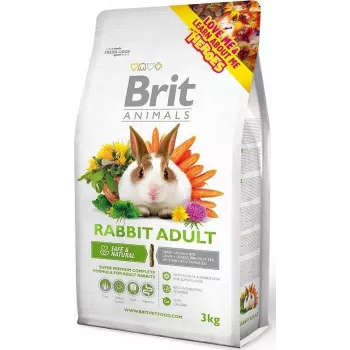 Sausā barība trušiem Brit Adult Complete 3 kg — pilnvērtīga uzturviela pieaugušiem trušiem, 14% olbaltumvielas, 20% šķiedrvielas