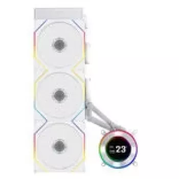 Šķidruma dzesēšanas sistēma Lian Li Hydroshift II LCD-C 360TL — 120 mm ventilatori, 200–2600 RPM, FDB, balta