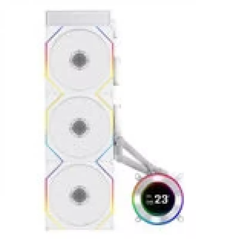Šķidruma dzesēšanas sistēma Lian Li Hydroshift II LCD-C 360TL — 120 mm ventilatori, 200–2600 RPM, FDB, balta