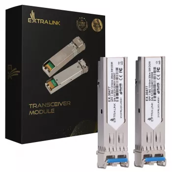 Extralink SFP modulis SFP 1.25G 2 komplektā, 1.25Gbps, LC/UPC, 1310nm, 20km, vienmoda, DOM (HP/Aruba)
