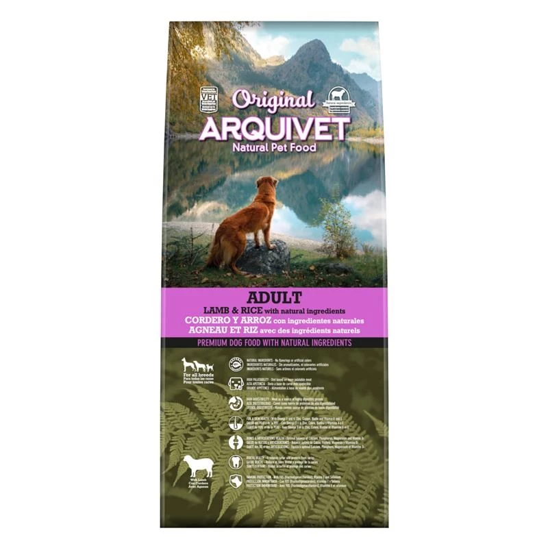 ARQUIVET Original Adult sausais suņu ēdiens ar jēra gaļu un rīsiem, 12 kg