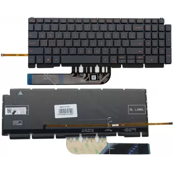 Dell KB316106 nomaiņas tastatūra Dell Inspiron G15 sērijai, melna, ar fona apgaismojumu, ASV izkārtojums