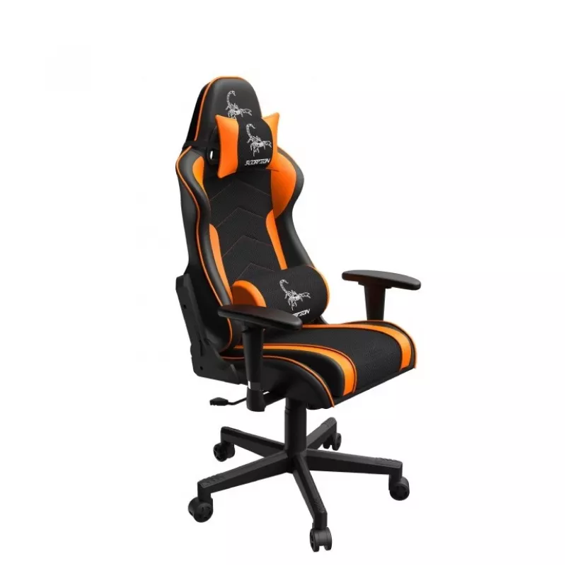 Spēļu krēsls GEMBIRD GC-SCORPION-04X melns-oranžs ergonomisks, regulējams, ar augstu atzveltni