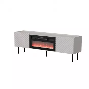 TV skapis cama meble LUCCA 180x40x59 cm, topa krāsa cashmere, melns kamīns