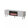 TV skapis cama meble LUCCA 180x40x59 cm, topa krāsa cashmere, melns kamīns